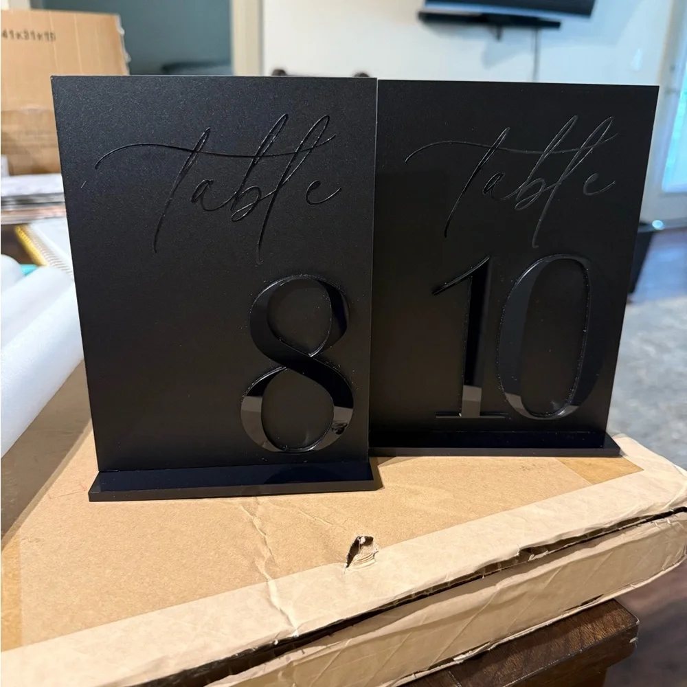 Black Table Number Signs - Elegant Party Table Numbers